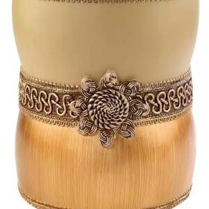 Avanti Cream and Gold Accent Wastebasket